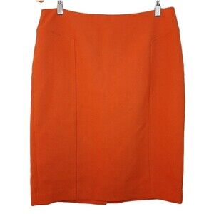 Halogen Skirt Orange Women Size 10 Pencil Fully Lined Zip Back Slit